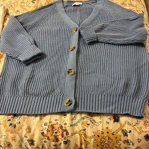Denim blue color button down sweater in a large.